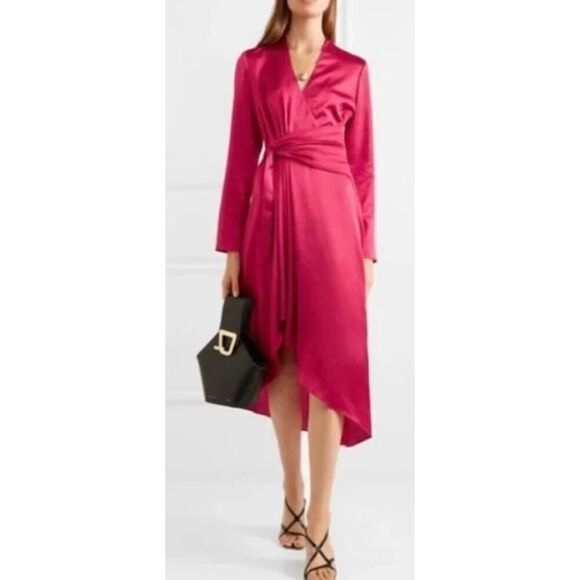 Equipment Femme Alisa Pink Satin Dress Sz. 2 - Picture 1 of 7